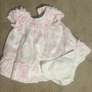 Janie and Jack Pink Bunny Ruffled Baby Dress Set